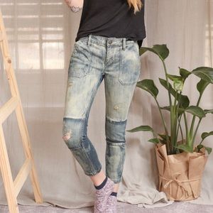 Free People Bleached Crop Skinny Distressed Jean.